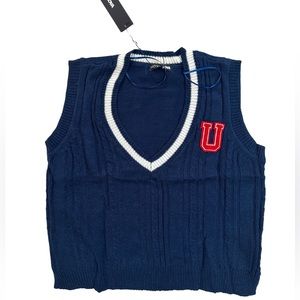 FASHION NOVA — TOO COOL FOR SCHOOL VEST / NAVY / M